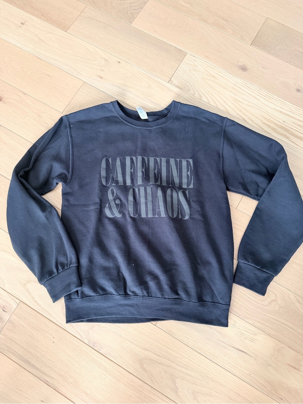 Women’s Black 'Caffeine & Chaos' Crewneck Sweatshirt